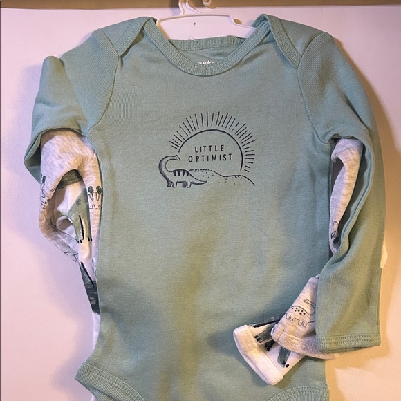 Carter's Dino Delight Bodysuit - Mint and White 3 piece. NWT - Picture 2 of 6